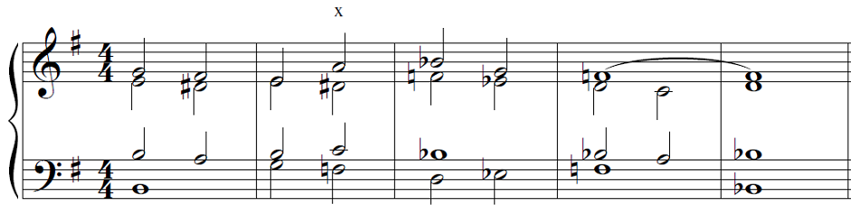 Enharmonic moulation from E minor to B flat major